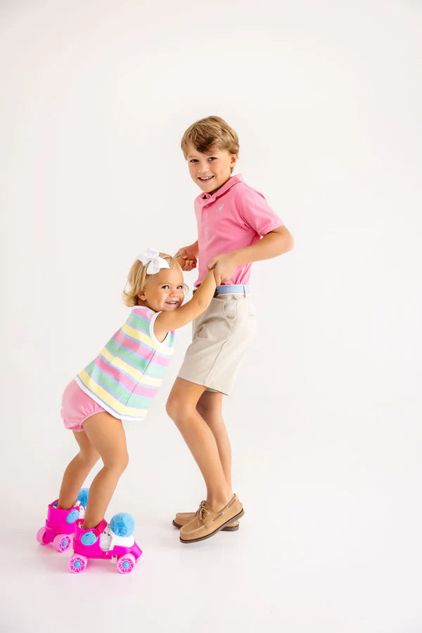 Mary Simms Bloomer Set - Samford Stripe (Hamptons Hot Pink) with Worth Avenue White - Born Childrens Boutique