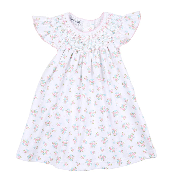 1431-638P Magnolia Baby Annalise's Classics Bishop Printed Flutters Dress Set Pink - Born Childrens Boutique