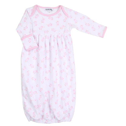 Magnolia Baby Tiny Stork Printed Gathered Gown Pink - Born Childrens Boutique