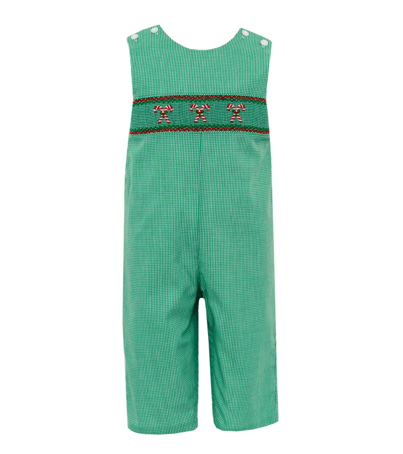 144K Green Gingham Candy Cane Jon Jon - Born Childrens Boutique