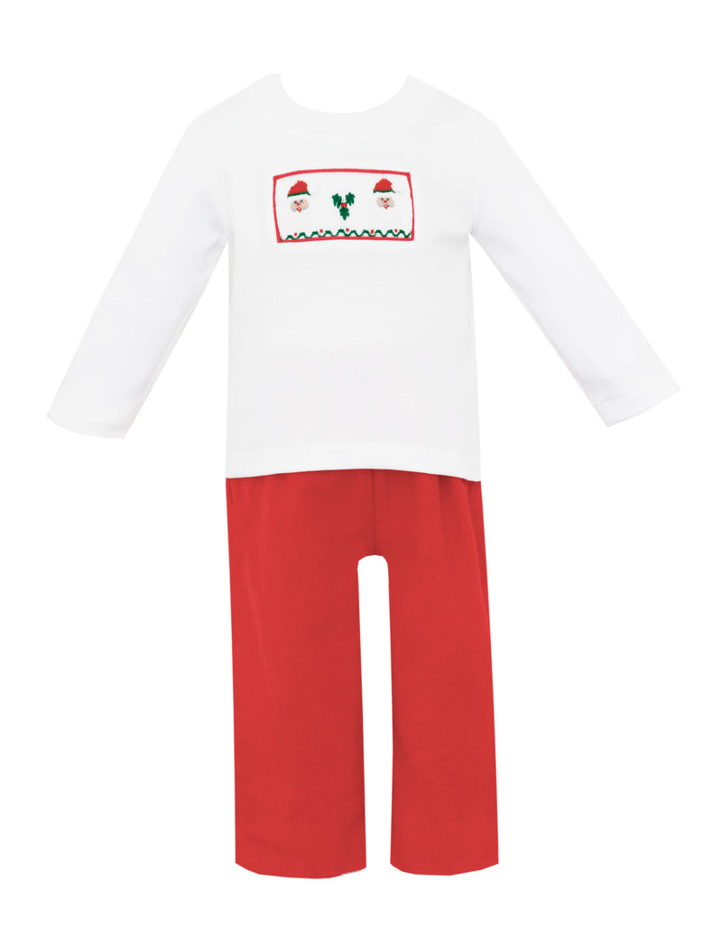 145M Red Cord Santa Face Pant Set - Born Childrens Boutique