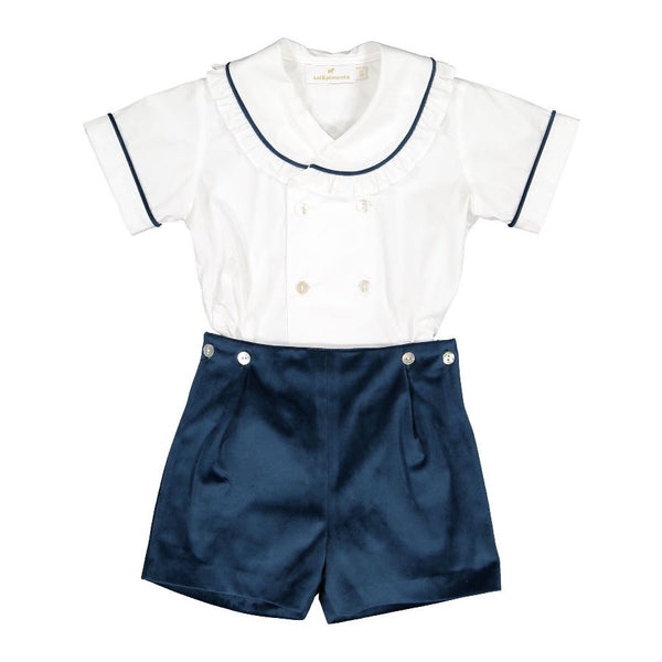 Pre-Order Mysterious Blue Velvet Boy Set - Born Childrens Boutique