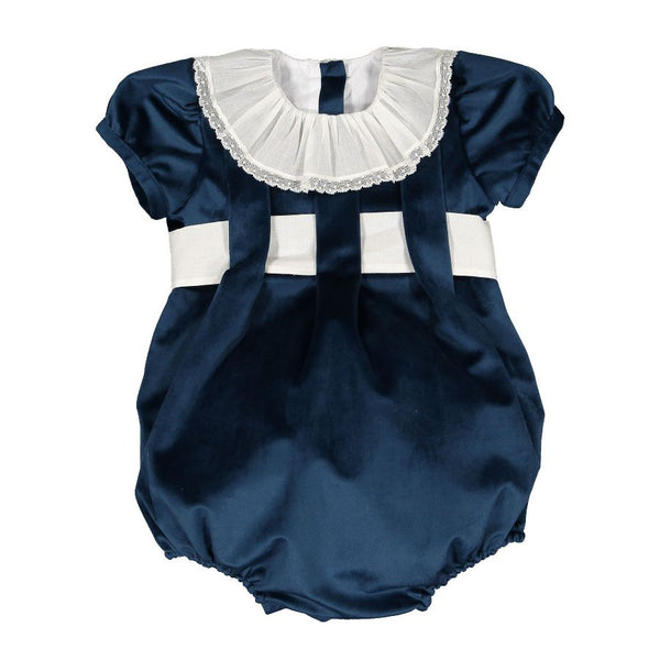 Pre-Order Mysterious Blue Velvet Romper - Born Childrens Boutique