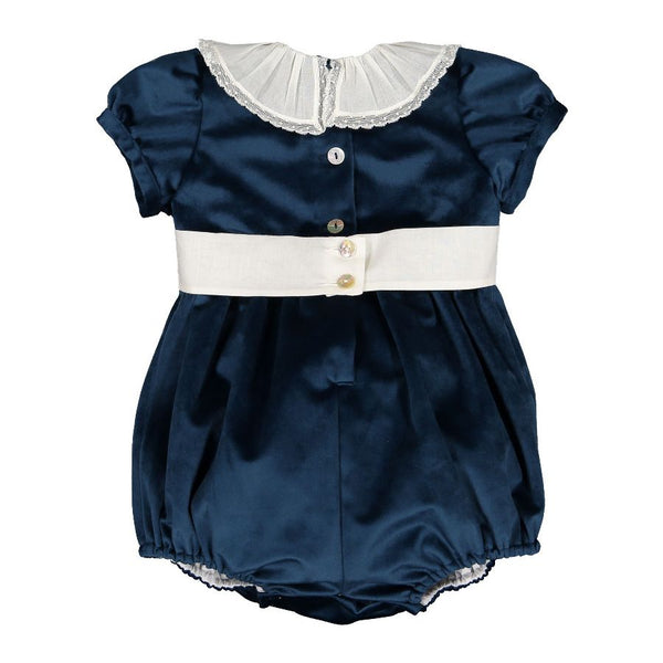 Pre-Order Mysterious Blue Velvet Romper - Born Childrens Boutique