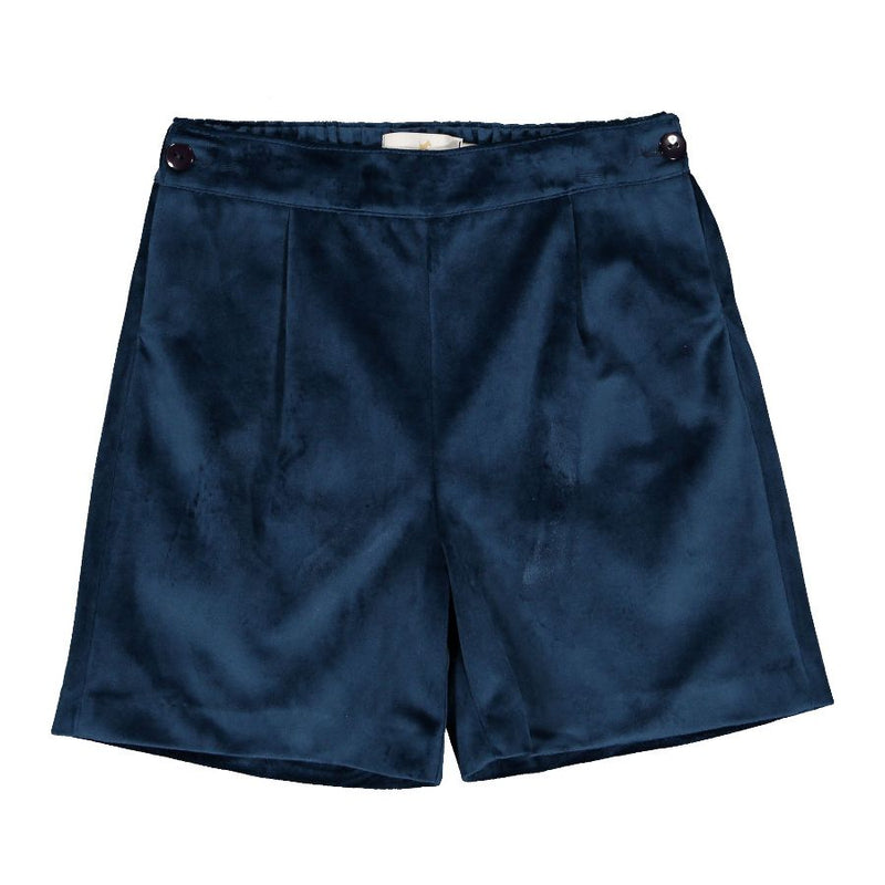 Pre-Order Mysterious Blue Velvet Shorts - Born Childrens Boutique