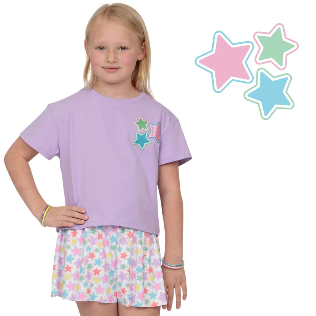 Glitter Stars Lavender Boxy - Born Childrens Boutique