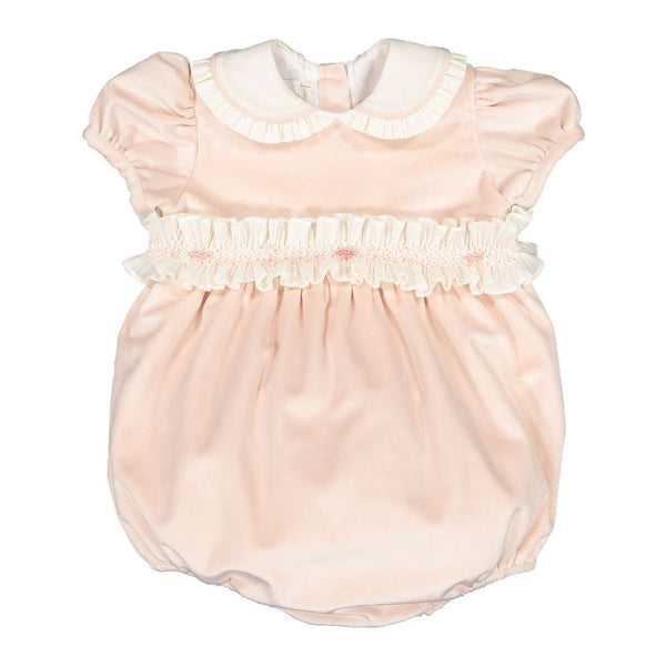 Pre-Order Powder Pink Velvet Romper - Born Childrens Boutique