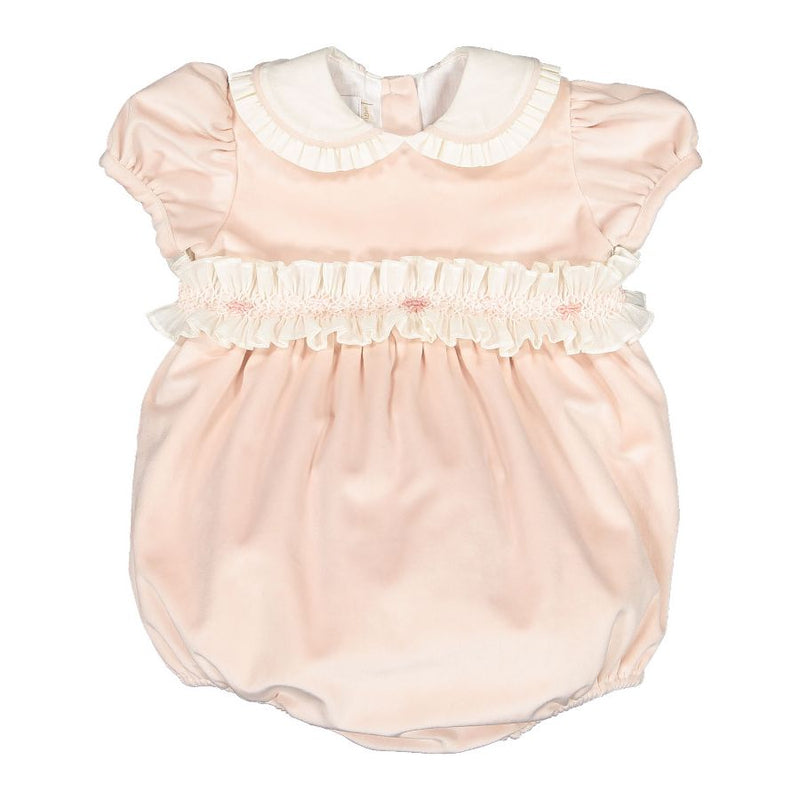 Pre-Order Powder Pink Velvet Romper - Born Childrens Boutique