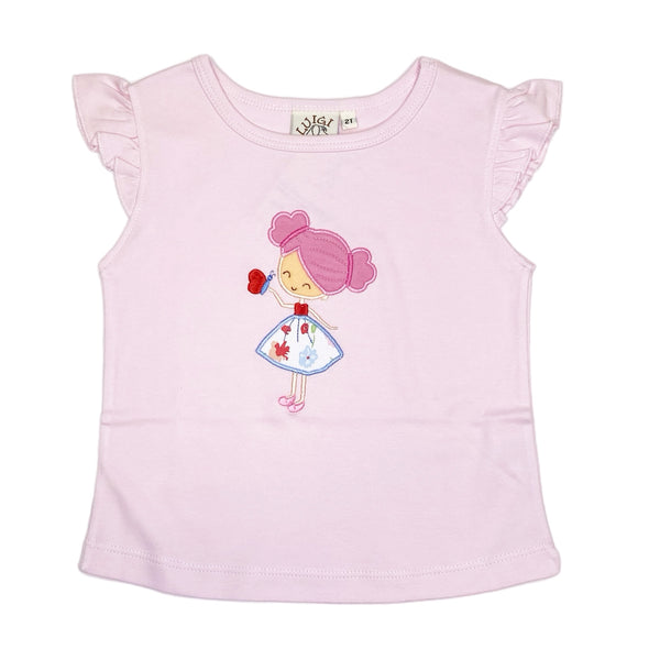 ITS229 Girl Flut Shirt Girl w/ Butterfly - Born Childrens Boutique