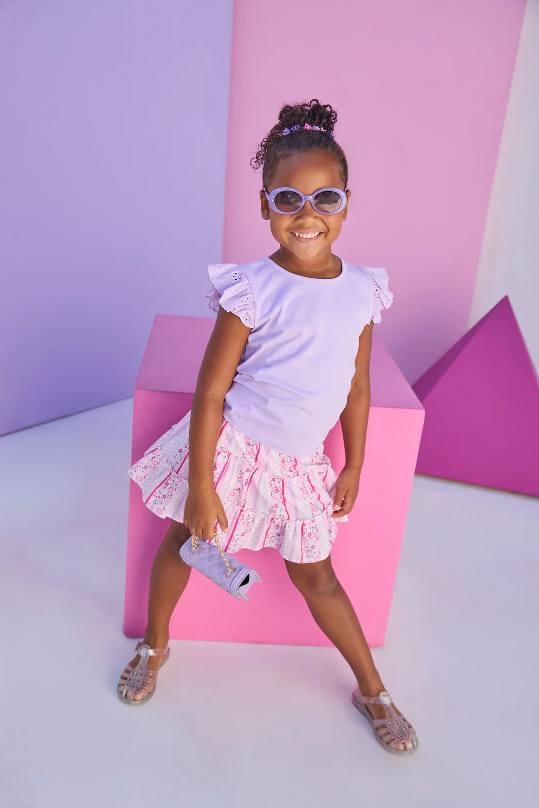 Eyelet Tank - Lilac - Born Childrens Boutique