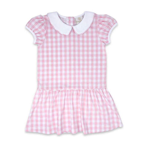 Pre-Order Emily Dropwaist Dress - Blushing Pink Buffalo Check - Born Childrens Boutique