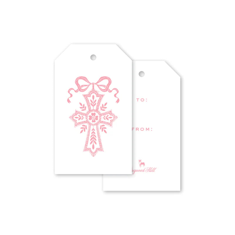 Neoclassic Cross Pink Gift Tags - Born Childrens Boutique