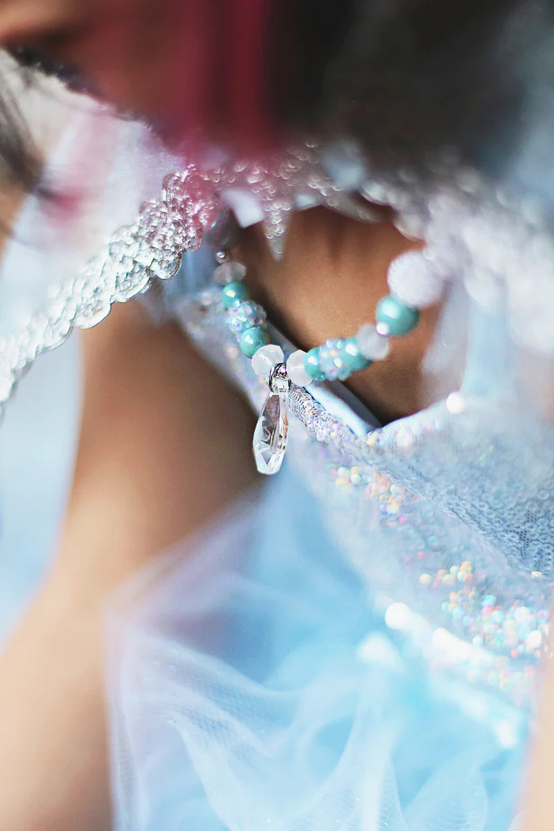 Frozen Crystal Necklace  Teal/White - Born Childrens Boutique