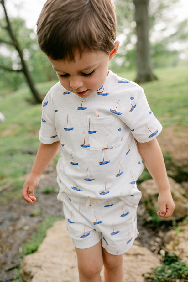 Short Sleeve Tee - Sailboat - Born Childrens Boutique