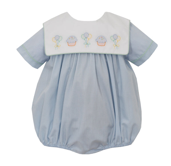 203BB Lt. Blue Gingham Birthday Bubble - Born Childrens Boutique