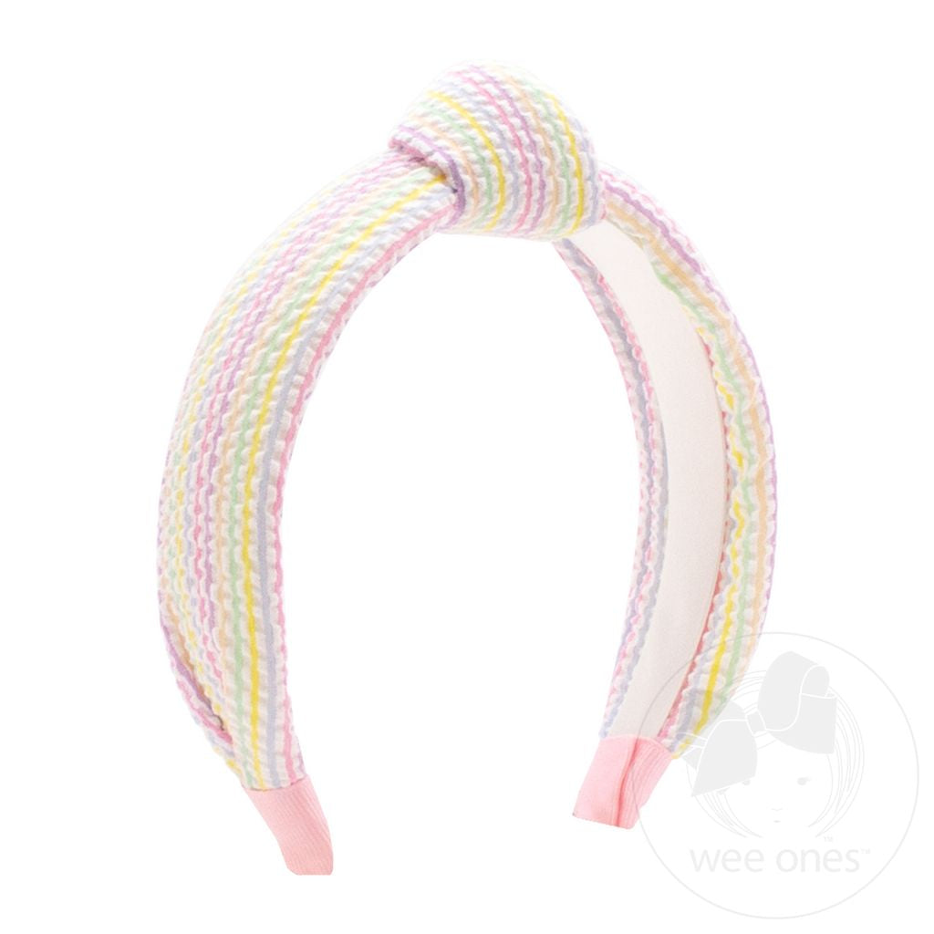 Wee Ones Multi Genuine Seersucker Fabric Knot Padded Headband - Born Childrens Boutique