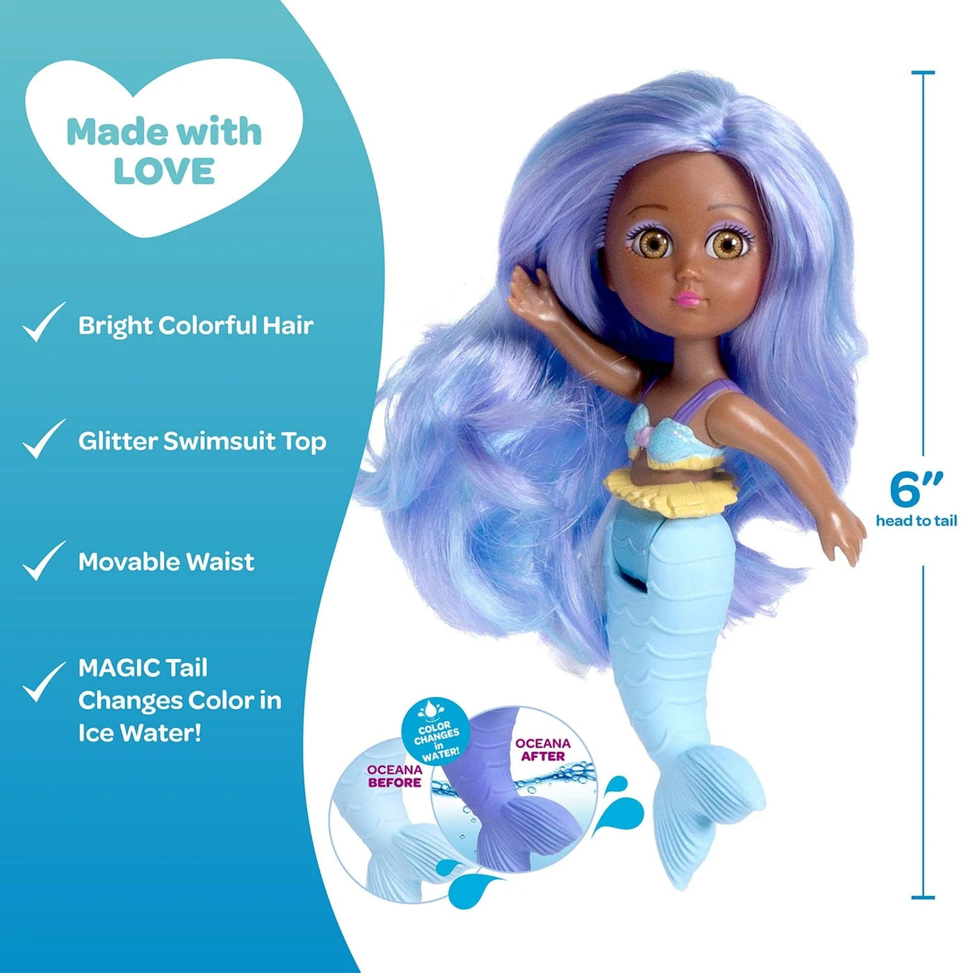 Mermaid doll that changes colors sale