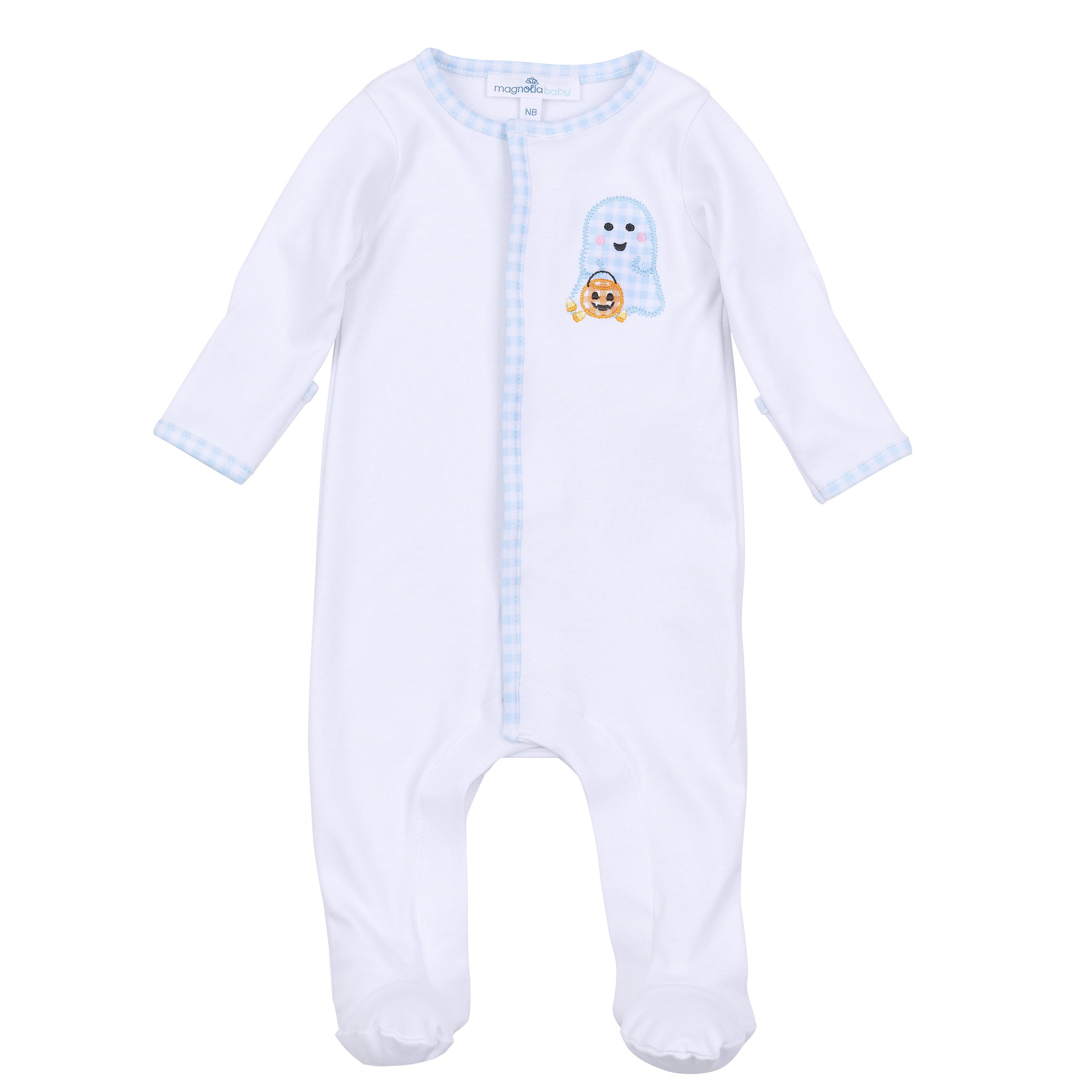 Boo Crew! Applique Footie Light Blue - Born Childrens Boutique