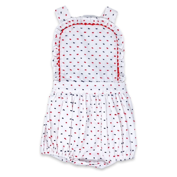 Margaux Bubble - Navy and Red Swiss Dot - Born Childrens Boutique