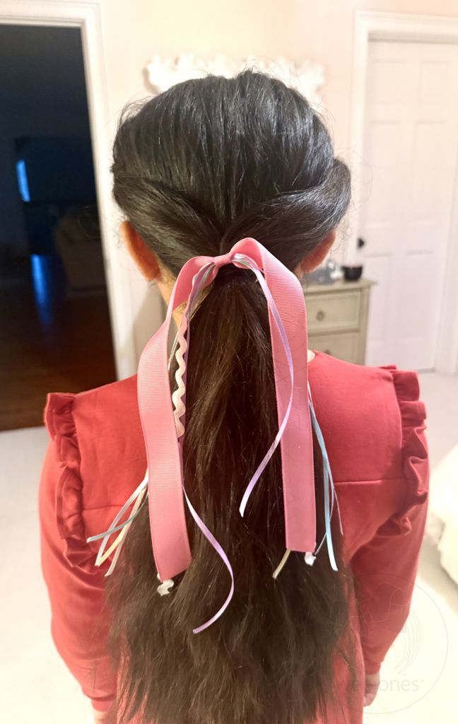 Wee Ones Ric-Rac with Grosgrain and Satin Streamers on a Hair Clip Hot Pink - Born Childrens Boutique
