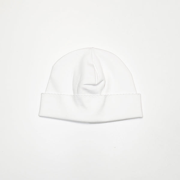 WHB-215 White Pima Beanie White Trim - Born Childrens Boutique