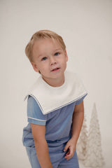 Pre-Order Christian Short Set - Blue Velvet - Born Childrens Boutique