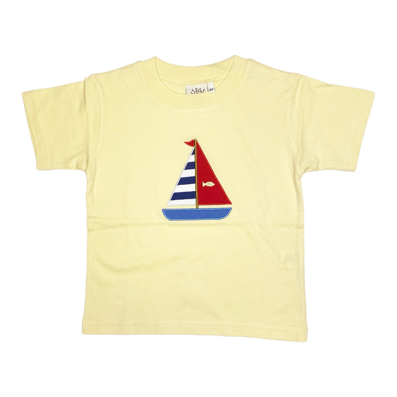 Sailboat Pale Yellow Shirt - Born Childrens Boutique