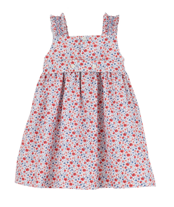 Navy Floral Strappy Smock Dress - Born Childrens Boutique