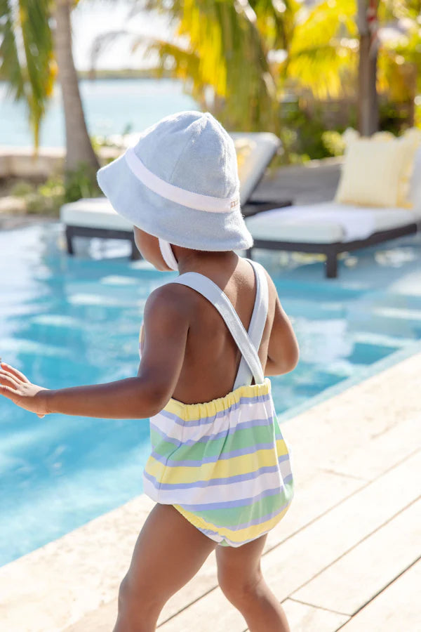 Henry's Terrycloth Boating Bucket Hat - Beale Street Blue with Worth Avenue White - Born Childrens Boutique