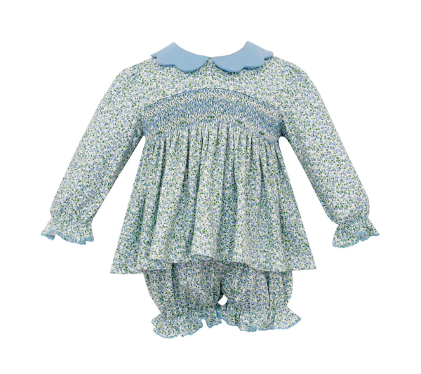 404C Charlotte Bloomer Set Blue Floral - Born Childrens Boutique