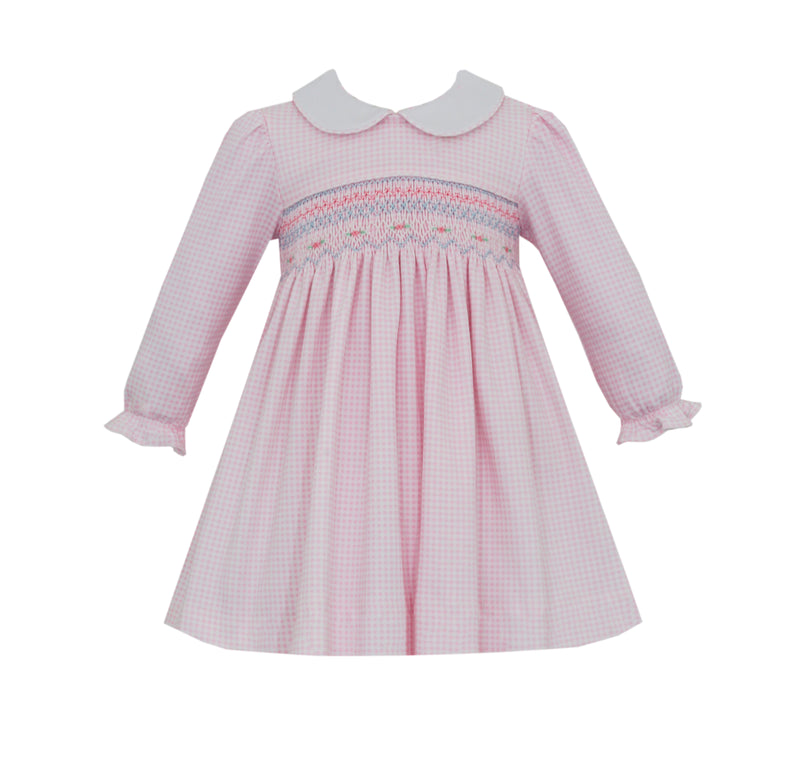 Smocked Grace Dress Pink Gingham - Born Childrens Boutique