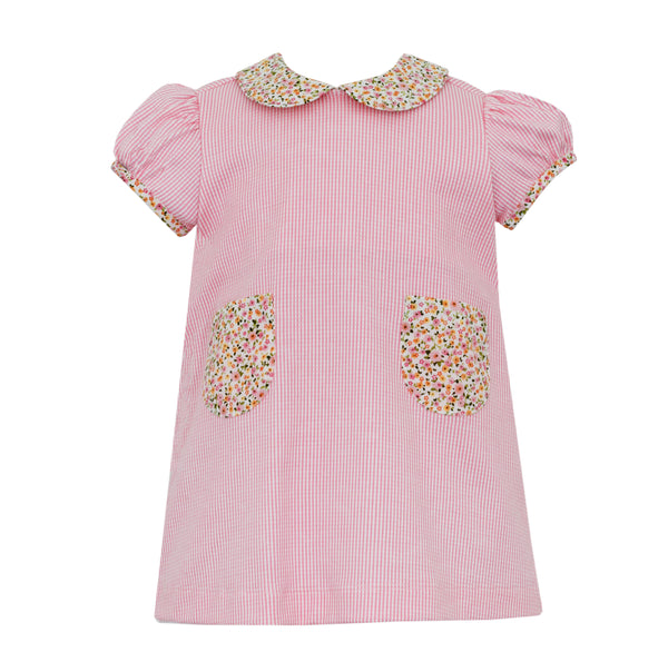 Float Dress Pink Check Floral Liberty - Born Childrens Boutique