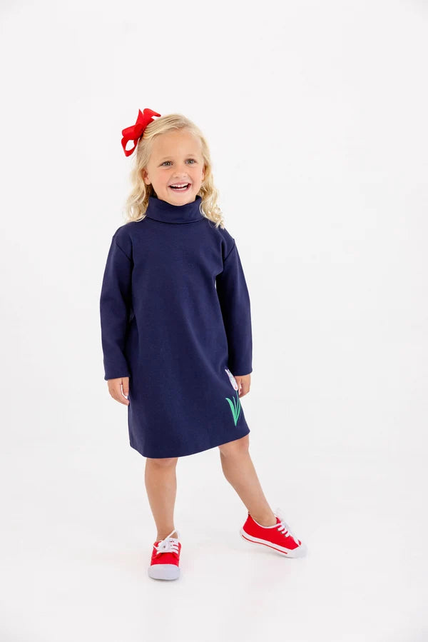 Tatum's Turtleneck Dress Nantucket Navy Tulip