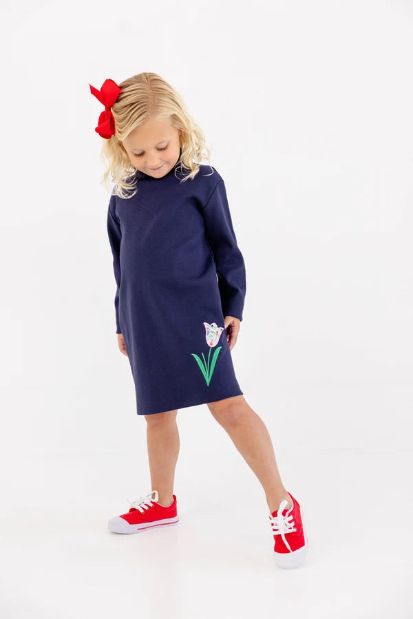Tatum's Turtleneck Dress Nantucket Navy Tulip