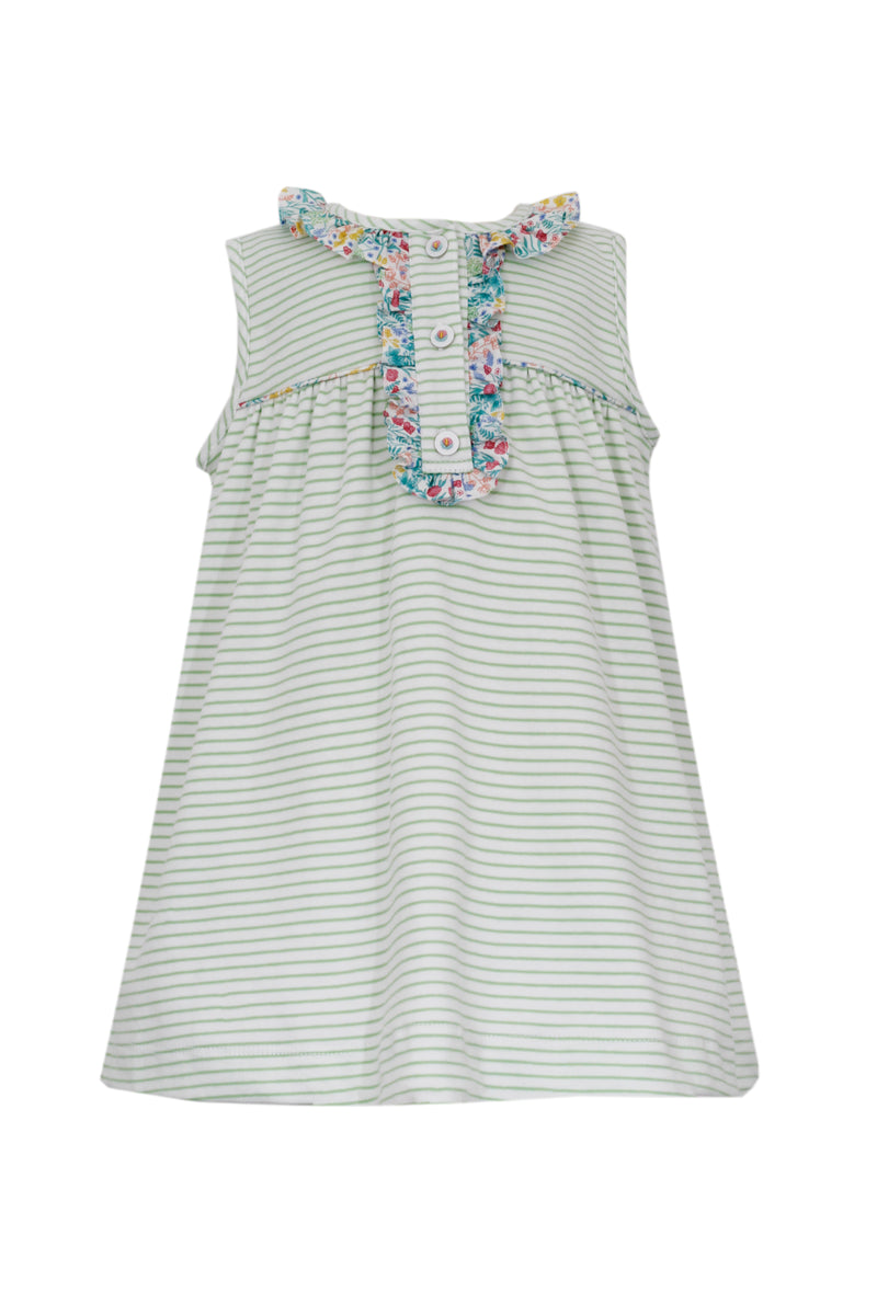 Chloe Pastel Green Stripe Sleeveless Dress - Born Childrens Boutique