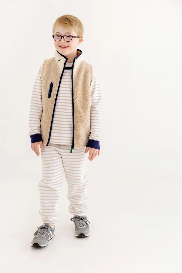 Cassidy and Gates Sweat Set - Keeneland Khaki Stripe & Nantucket Navy