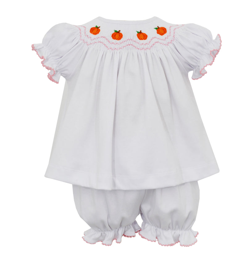 Girl Bloomer Set White Knit Pumpkin - Born Childrens Boutique