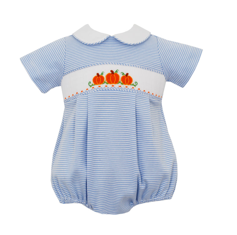 Boy Bubble Blue Stripe Knit Pumpkin - Born Childrens Boutique