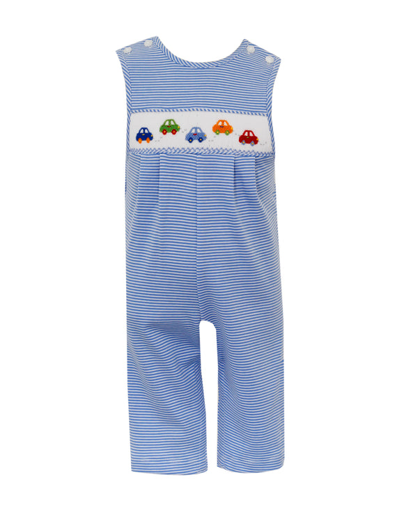 Boy Jon Jon Peri Blue Stripe Cars - Born Childrens Boutique