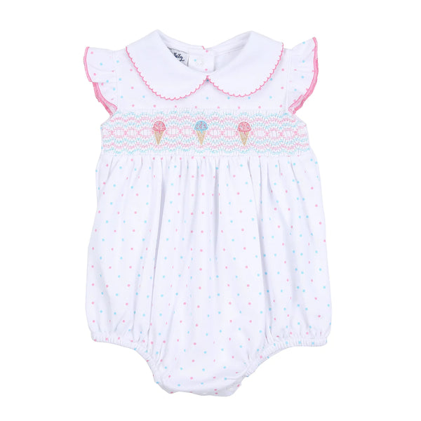 Magnolia Baby Ice Cream Classics Smocked Collared Flutters Bubble Pink - Born Childrens Boutique