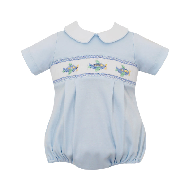 425BB Airplane Smocked Boy Bubble - Born Childrens Boutique