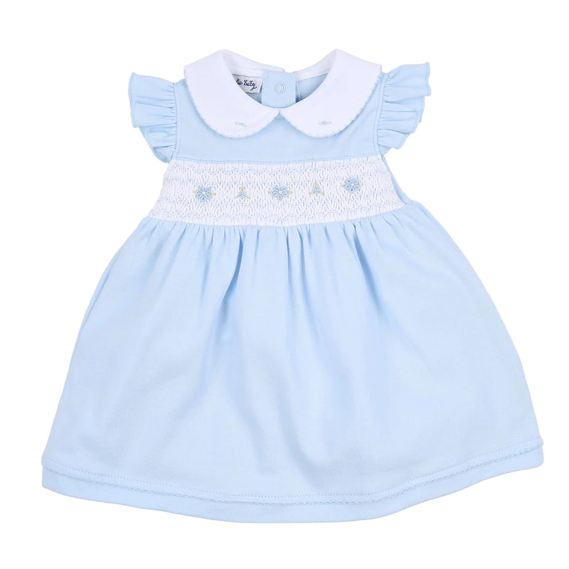 Magnolia Baby Hailey and Harry Smocked Collared Flutters Dress Set Light Blue - Born Childrens Boutique