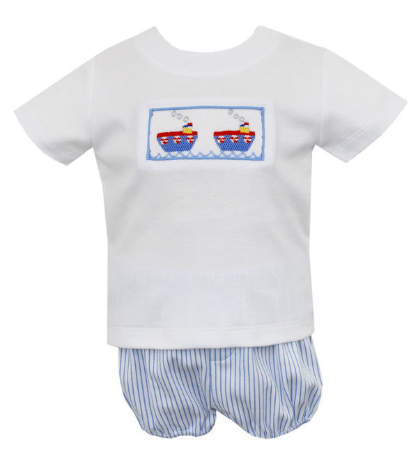 Smocked Boat Bloomer Set - Born Childrens Boutique