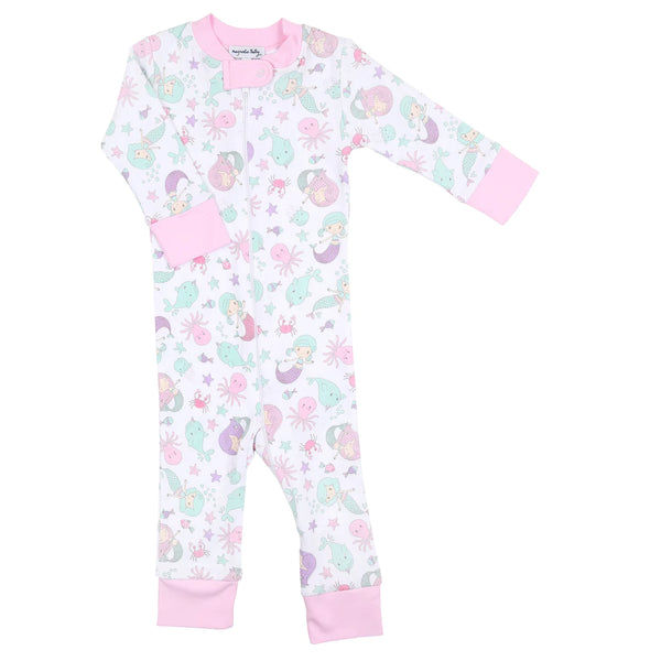 Magnolia Baby Enchanting Mermaids Zipped Pajama Pink - Born Childrens Boutique