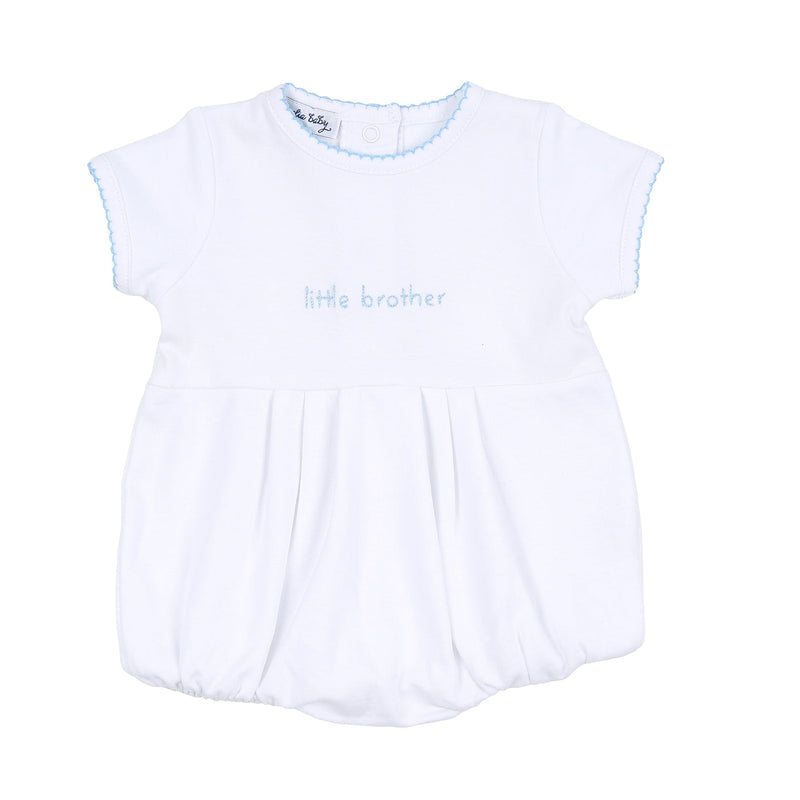 Magnolia Baby Big and Little Emb Boy Bubble Light Blue - Born Childrens Boutique