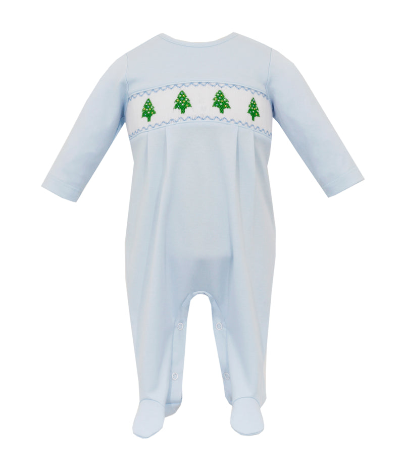 450I2 Boy Long Christmas Tress Smock Romper - Born Childrens Boutique