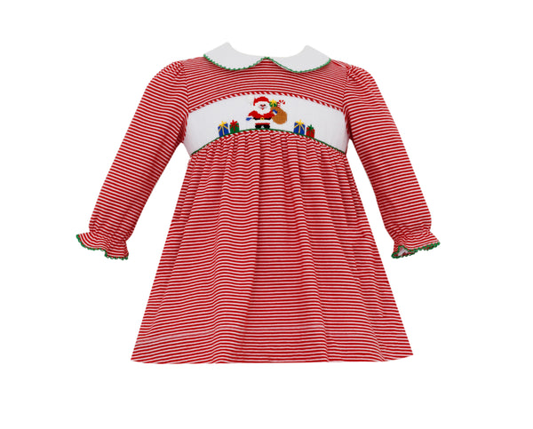 455D Santa Smock LS Dress - Born Childrens Boutique