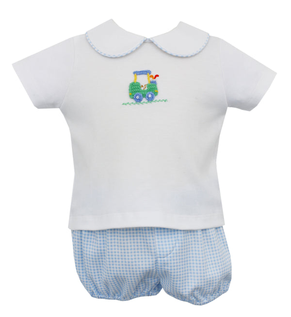 Boy Crochet Golf Cart Diaper Set - Born Childrens Boutique