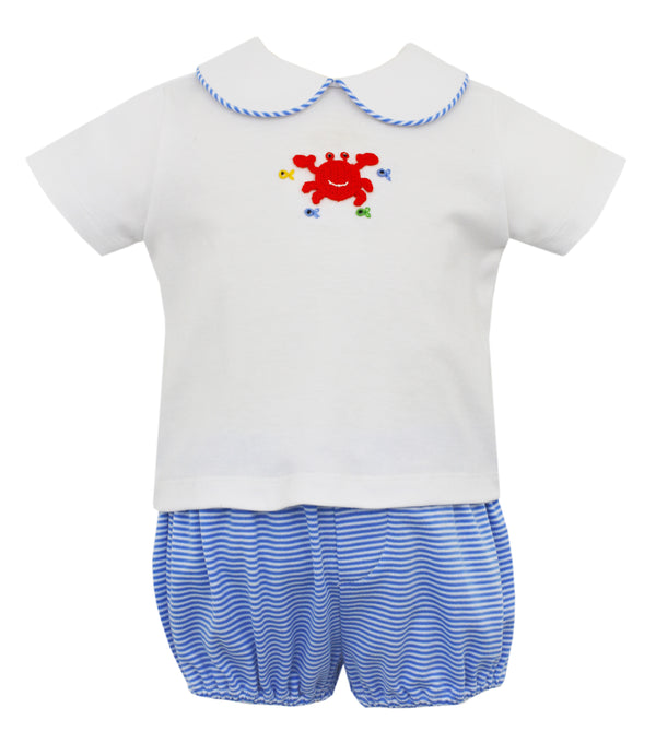 Periwinkle Stripe Crab Set - Born Childrens Boutique