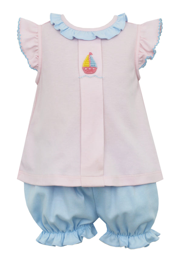 Pink/Blue Crochet Sailboat Bloomer Set - Born Childrens Boutique